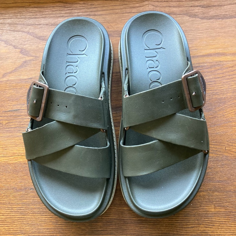 Chaco Towne Midform Slide Olive Green Sandals